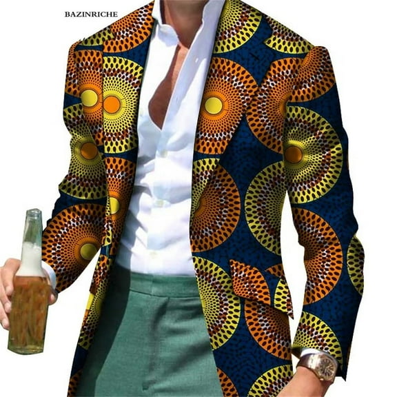 Fancy Suit Blazer Jackets Formal Coat Dashiki Party African Men Clothes