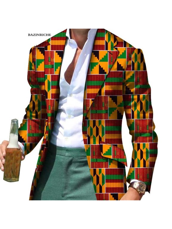 Fancy Suit Blazer Jackets Formal Coat Dashiki Party African Men Clothes