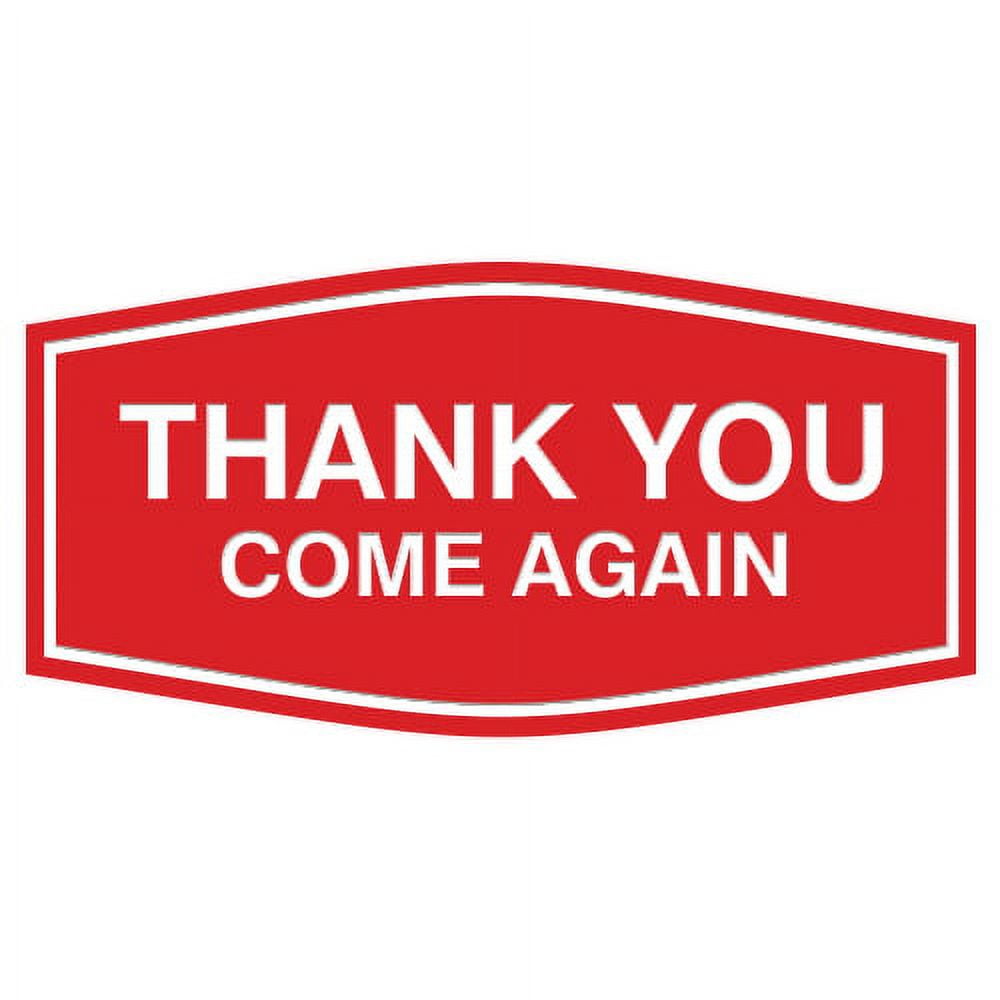 All Quality Thank You Come Again Sign (Red/Yellow) - Small 3 x 6