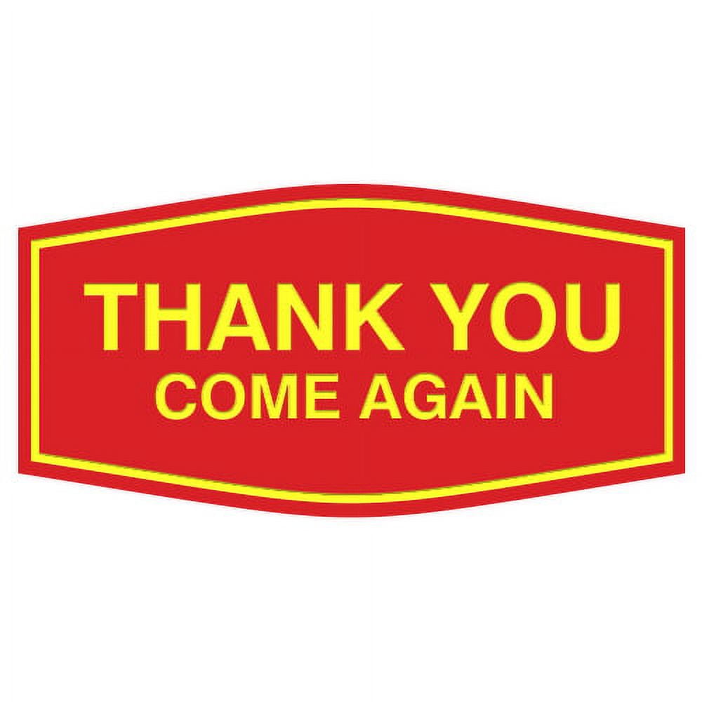 All Quality Thank You Come Again Sign (Red/Yellow) - Small 3 x 6