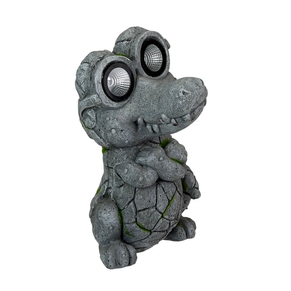 Fancy That Solar Alligator Statue Light Gray Resin Outdoor Decor 1 Count