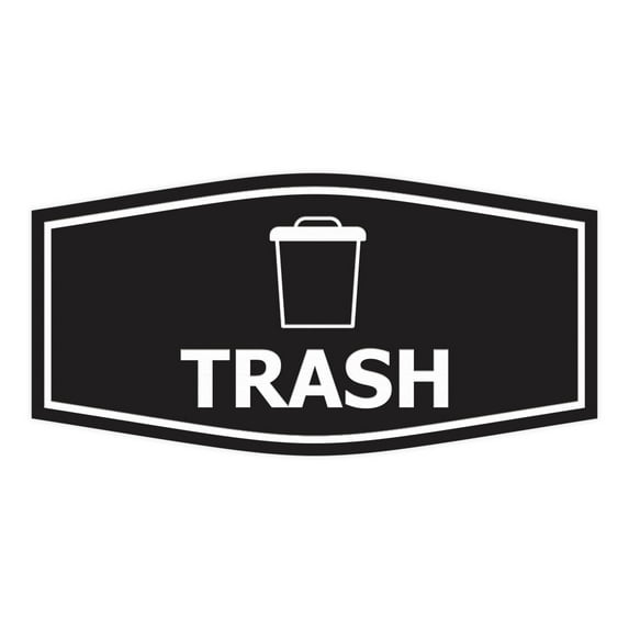 Fancy Trash Sign (Black) - Small