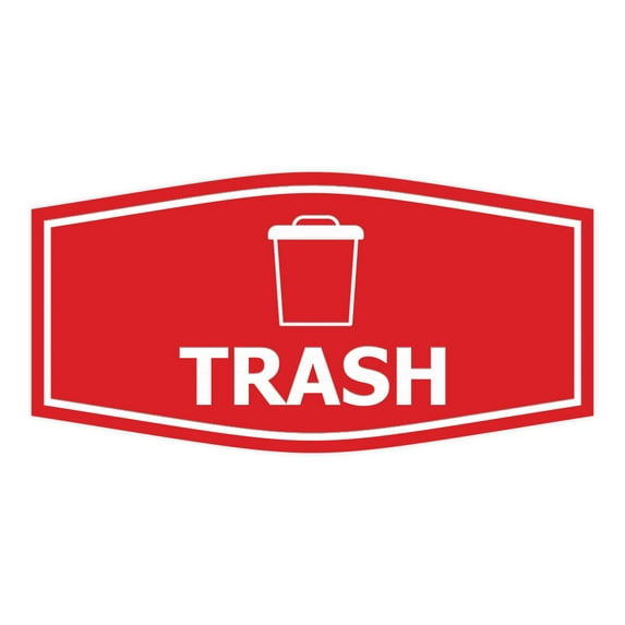 Fancy Trash Sign (Red) - Large