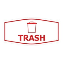 Fancy Trash Sign (White/Red) - Large