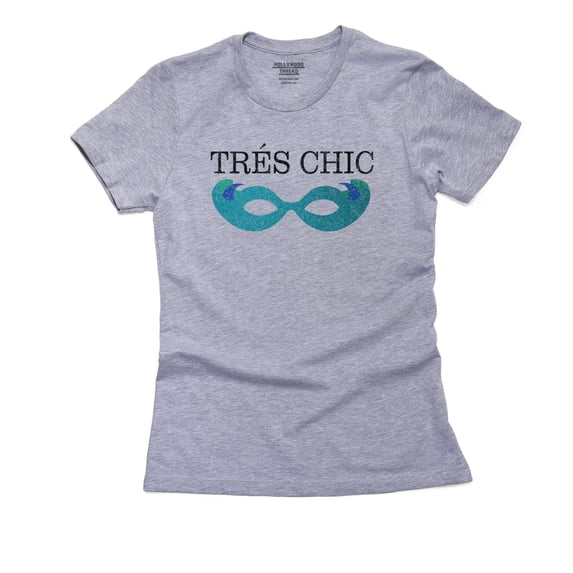 Fancy Tres Chic Frech Glasses Women's Cotton Grey T-Shirt