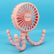 Fancy USB Fan Flexible Octopus Clip-on Mini Fan LED Handheld Fans For Baby Stroller Pink