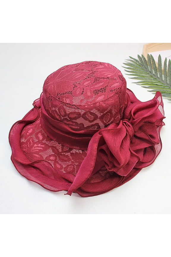 Fancy Wedding Wide Hat Charming Tea Candy Hat, Red M, Size M