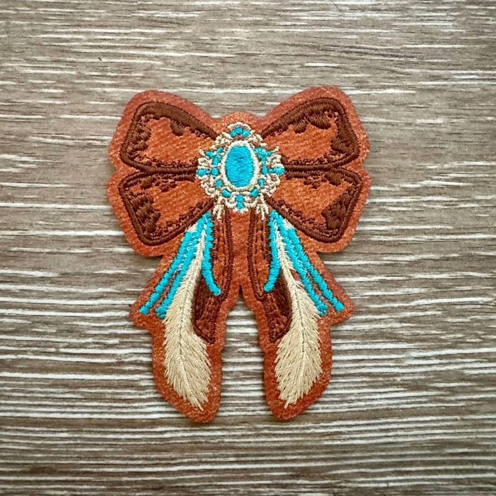 Fancy Western Turquoise Bow Leather Iron-On Patch - Walmart.com