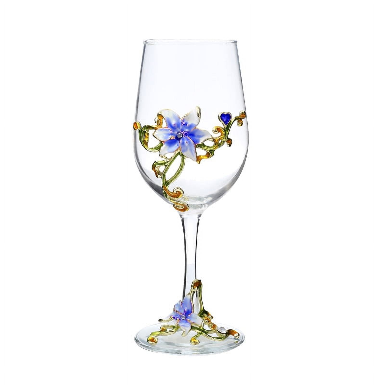 Fancy Wine Glasses, Floral Wine Glass, Set of 1, Flower Wine Glass, Wine Glass Floral for Women