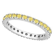 SEVEN SEAS JEWELERS Fancy Yellow Canary Diamond Eternity Ring Band 14K White Gold (0.51ct)