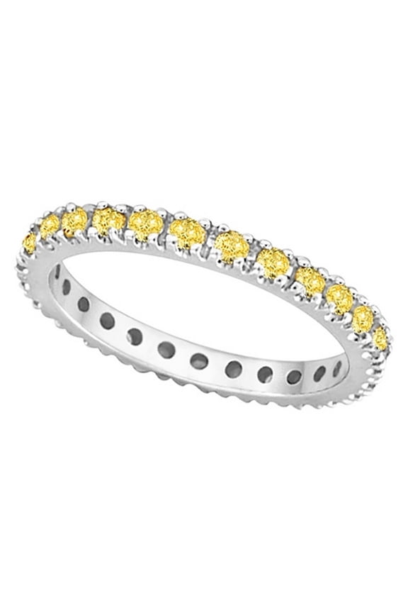 Fancy Yellow Canary Diamond Eternity Ring Band Palladium (0.51ct)