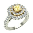 thumbnail image 1 of Fancy Yellow Diamond Engagement Rings 18K Gold Cushion Cut Halo Style 1.50 CT TW, 1 of 5