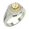 thumbnail image 1 of Fancy Yellow Diamond Engagement Rings 18K White Gold Cushion Cut Y Shank Halo Style 1.25 CT TW, 1 of 5