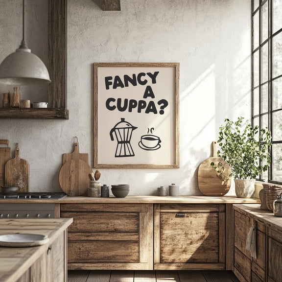 Fancy a Cuppa? Kitchen Art Print | Retro Coffee & Tea Poster, Unframed Paper Poster 8x10in