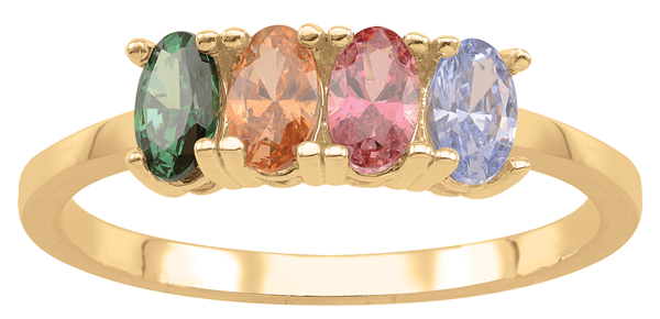 Fancy oval shaped stone family ring by Jewelster