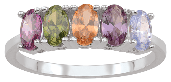 Fancy Oval Shaped Stone Family Ring by Jewlster