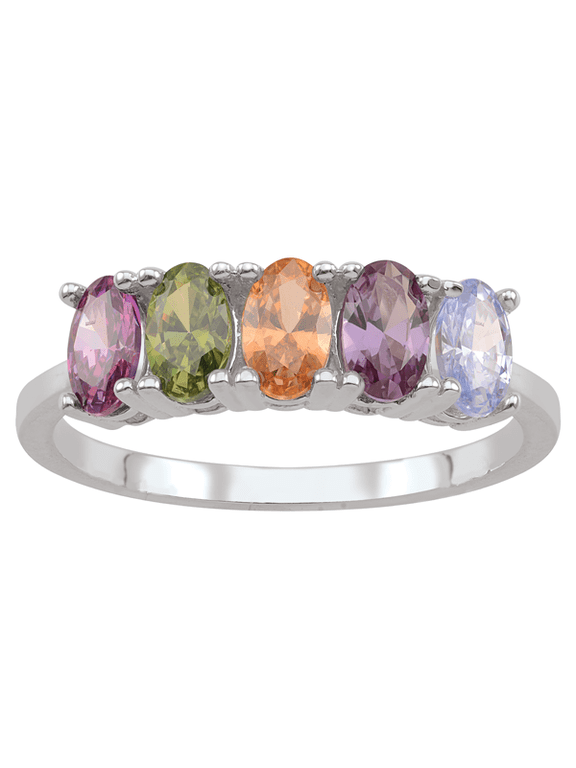 Fancy Oval Shaped Stone Family Ring by Jewlster