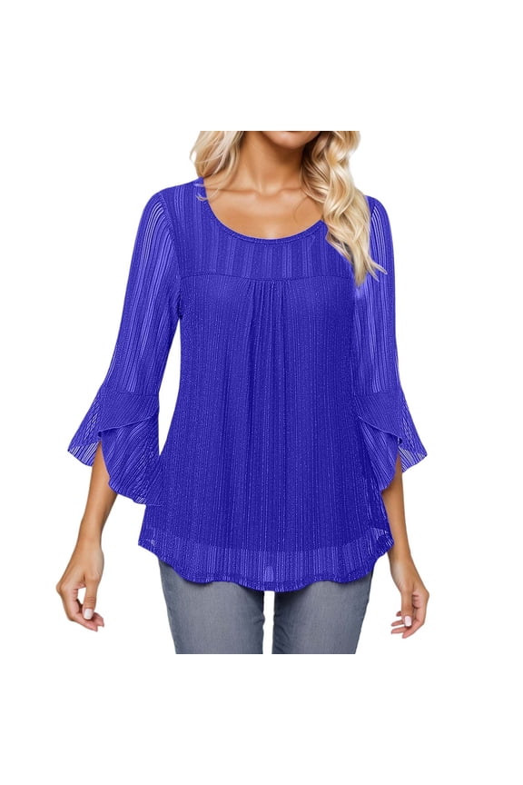 Fancy tops for women Top With Glitter Mesh And Flutter Sleeves For A Casual And Comfortable Daily Wear