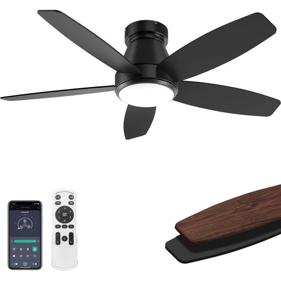 FancyMay 42" Ceiling Fan with Lights for Bedroom – Low Profile Ceiling Fans with Lights, 6 Speeds, Remote Control& APP