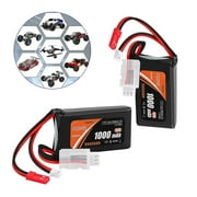 FancyWhoop 2X 7.4V 35C Lipo Battery 1000mAh PH2.0 & JST Plug for WLToys Axial SCX24 RC Car 1/18 1/24