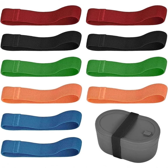 Fancyes 10Pcs Bento Box Straps Elastic Bands Lunch Box Fixing Bands Bento Box Elastic Belts for Home Outdoor Classroom Office Camping