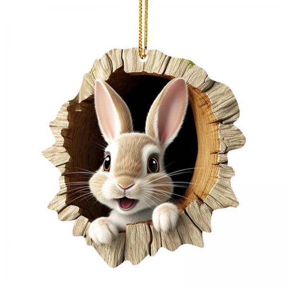 Fancyes 2xEaster Bunny Pendant Gift Easter Day Hanging Sign for Home Door Party C
