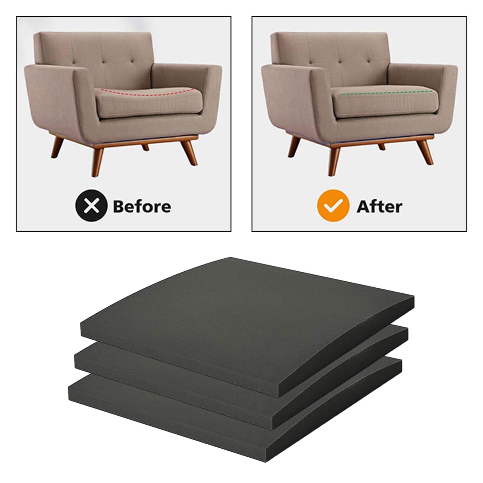 Fancyes 3 Pieces Couch Cushion Support for Sagging Seat Anti Slip Curved Sofa Cushion Support Insert Sponge Pad for Sectional Chair Black hardness 70