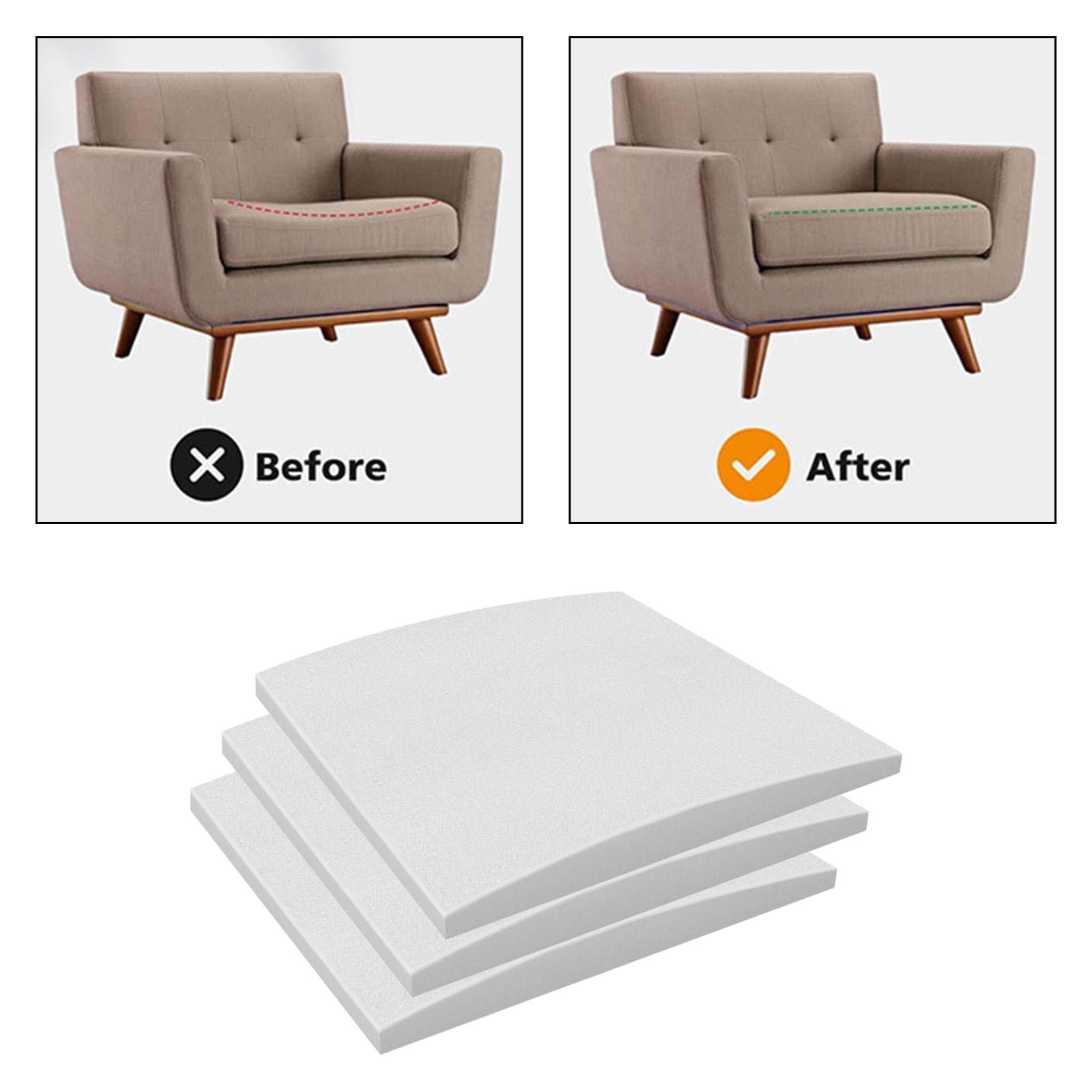 Fancyes 3 Pieces Couch Cushion Support for Sagging Seat Anti Slip Curved Sofa Cushion Support Insert Sponge Pad for Sectional Chair White hardness 70