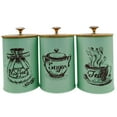 thumbnail image 1 of Fancyes 3 Pieces Kitchen Canisters Set Coffee Tea Sugar Containers Iron Modern Organizer Decorative Dustproof Lids Storage Containers Green, 1 of 8