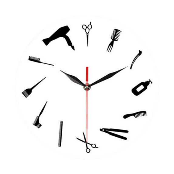 Fancyes 30 cm Wall Clock Decoration Modern Acrylic Lightweight Simple Wall Hanging Decor Ornament for Hair Salon Barbershops Home Use White Background