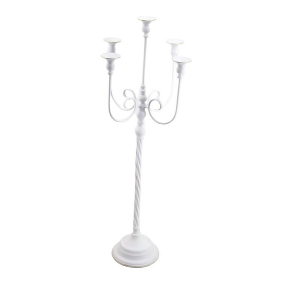 Fancyes 37inch Tall Candlestick Candelabra Room Decoration for Christmas Anniversary Versatile Floor Candle Stick Holder with 5 Arms White