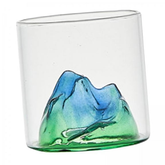 Fancyes 3xCreative Mountain Glass Tea Cup for Entertaining Dining Man Gifts vert hills