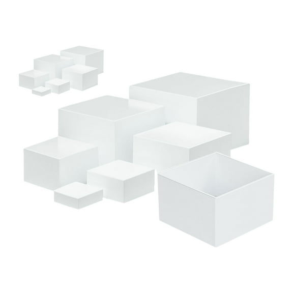 Fancyes 7x Acrylic Cube Display Box Riser Food Riser 5 Sided Nesting Riser Buffet Riser for Food Collection Cosmetics Dessert Jewelry