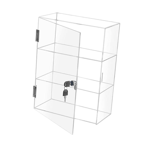 Fancyes Acrylic Display Case Desktop Organizer Exhibition Detachable Shelves Inside Lockable Holder Showcase Collectible Toys Display 3 layers