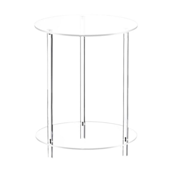 Fancyes Acrylic Round Side Table Easy Assembly Simple NightStand 2 Tier for Small Space Bedside Furniture End Table for Home Bathroom Dia 40cm Height 50cm