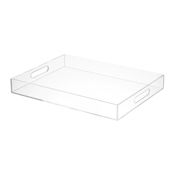 Fancyes Acrylic Serving Tray Water Cup Tray Food Tray Transparent Bathroom Vanity Organizer Storage Tray for Household Bedside Office Clear