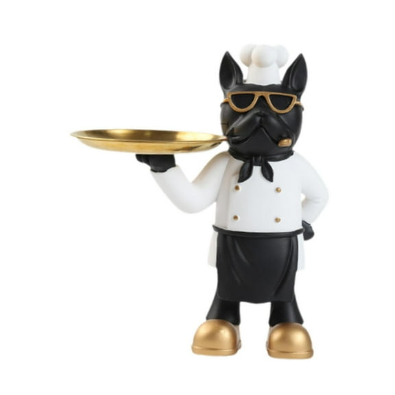 Fancyes Animal Figurine Dog Statue Storage Tray Collectible Sculpture Decor Animal Sculpture Key Holder for Table Wedding White