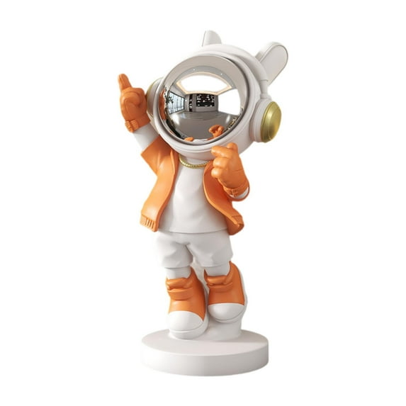 Fancyes Astronaut Sculpture Art Crafts Tabletop Ornament for Entrance Bedroom Office Orange