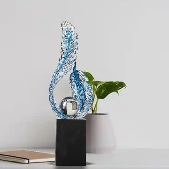 Fancyes Ball Decorative Sculpture Statue of Modern Feathers Resin Figurine Figurine Office Figure for The Farm of Festival of Cabinets Blue