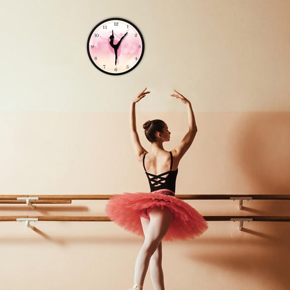 Fancyes Ballet Girl Wall Clock Gift Clock Artistic for Dining Room Hall Way Bedroom
