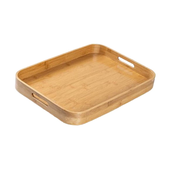 Fancyes Bamboo Serving Tray Decorative Tray Food Trays Fruit Platter,Dinner Tray,Breakfast Tray for Bathroom,Coffee, Table Countertop L