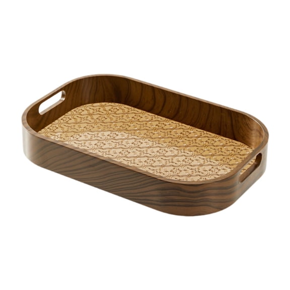 Fancyes Begonia Serving Tray Multifunctional Reusable Sturdy Dessert Tray Makeup Organizer for Table Centerpiece Kitchen Brown