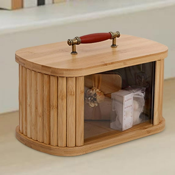 Fancyes Bread Box for Kitchen Countertop Kitchen Counter Storage Box for Coffee Shop wood 29cm