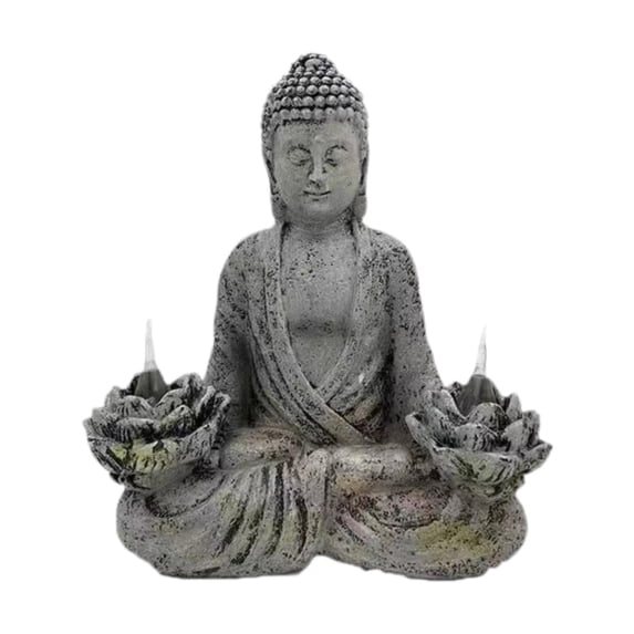 Fancyes Buddha Statue Religious Sculpture Collection Artwork Harz Figure Figure Handicrafts for Courtyard Women Mom Terrace Lotus