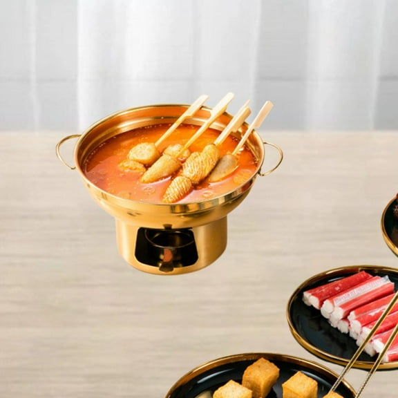 Fancyes Camping Outdoor Pot Stainless Steel Hot Pot Dining Room Cookware Double Handle Coverless Thai Hot Pot for Cooking Home Party Picnic