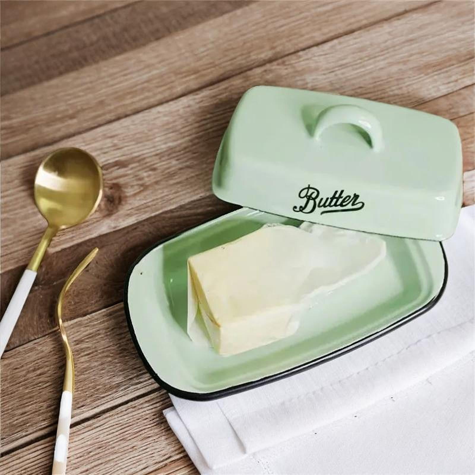 Vintage Style Porcelain Butter Dish With Lid – Decorative Cheese Keeper, Housewarming Gift