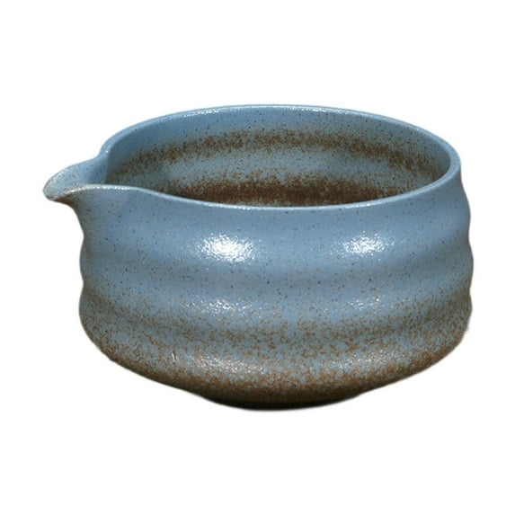 Fancyes Ceramic Matcha Bowl with Spout for Japanese Matcha Preparation Beverage Gift blue