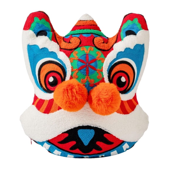 Fancyes Chinese New Year Throw Pillow Stuffed Doll Gifts Soft,Home Decor Festival Living Room Lunar Year Party Decor Ornament Cushion Lion Dance
