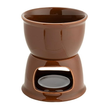 Fancyes Chocolate Fondue Pot Tea Light Porcelain Melting Pot for Home Wedding Dinner Brown