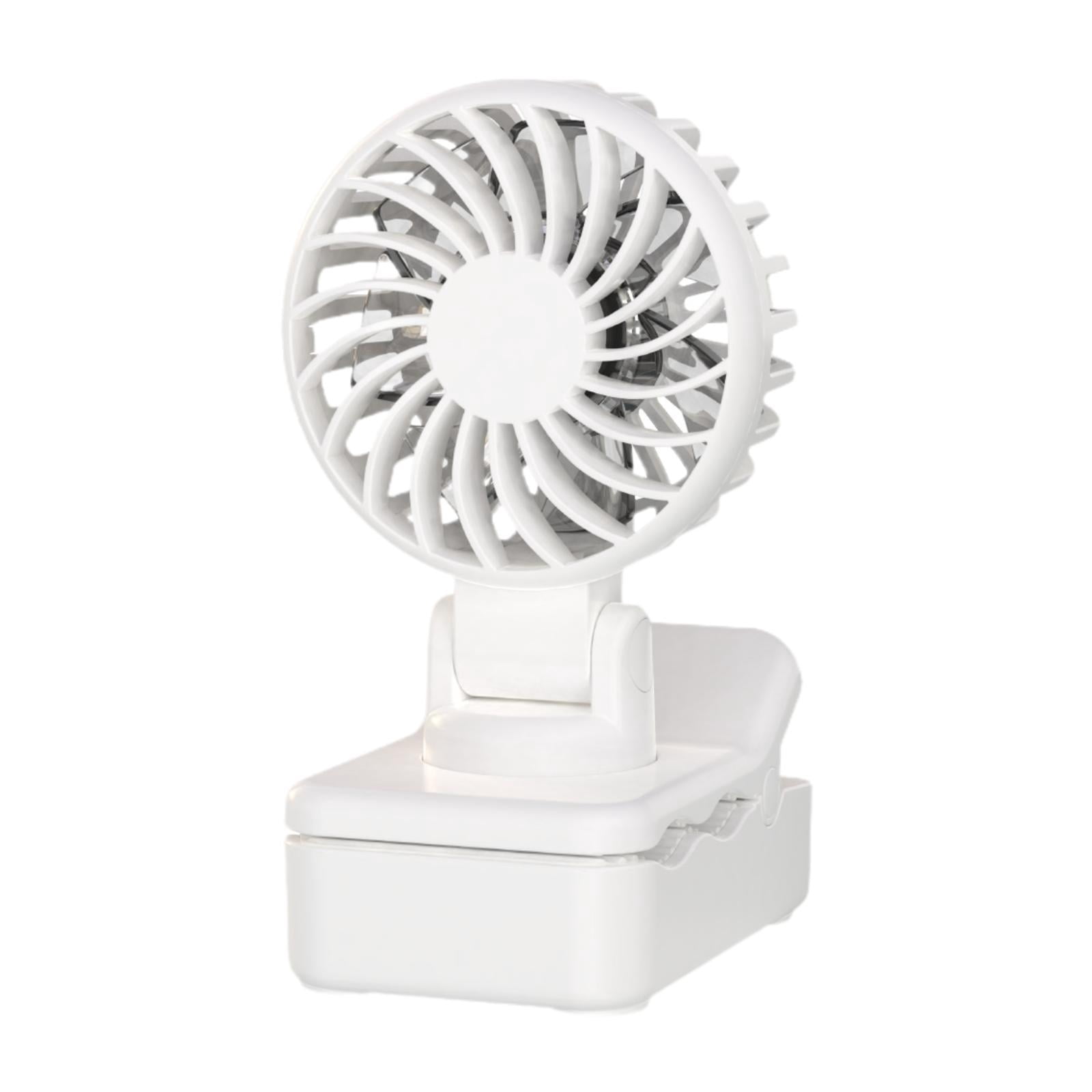 Fancyes Clip on Fan Mini Personnel Desk Fan Light Multi -use -use -summer Gifts for Office Kitchens -wandercamping -Camping -cycling Cycling White